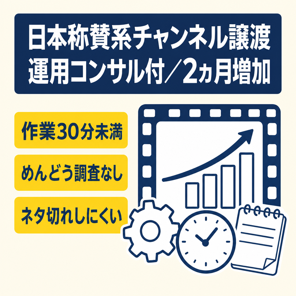 【2ヵ月連続右肩上がり】Claud×Vrew運用コンサル付き！！日本称賛系Chのアカウント譲渡