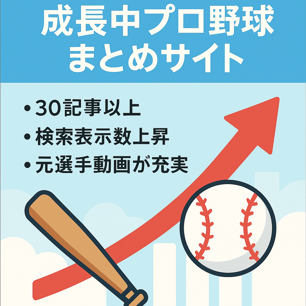 【検索流入右肩上がり】早い者勝ち！プロ野球の様々なトピックをまとめるサイト｜2022年12月開始で検索上位多数