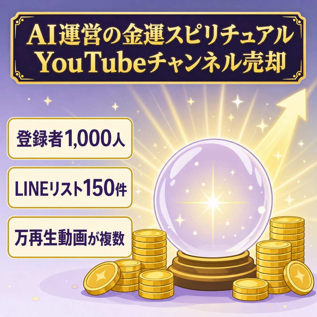 【登録者1,000人】非属人型スピリチュアルYouTubeチャンネル｜長尺金運スピ｜AI運営｜LINEアカウント及びプロンプト付き