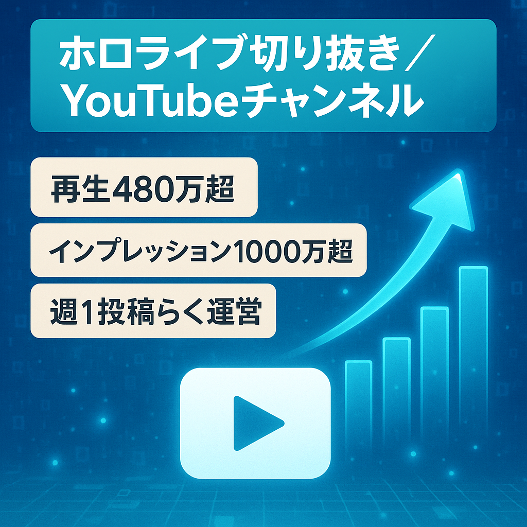 【総再生回数480万回以上！】属人性なし！ホロライブ切り抜き。収益化間近！総インプレッション数1000万以上！