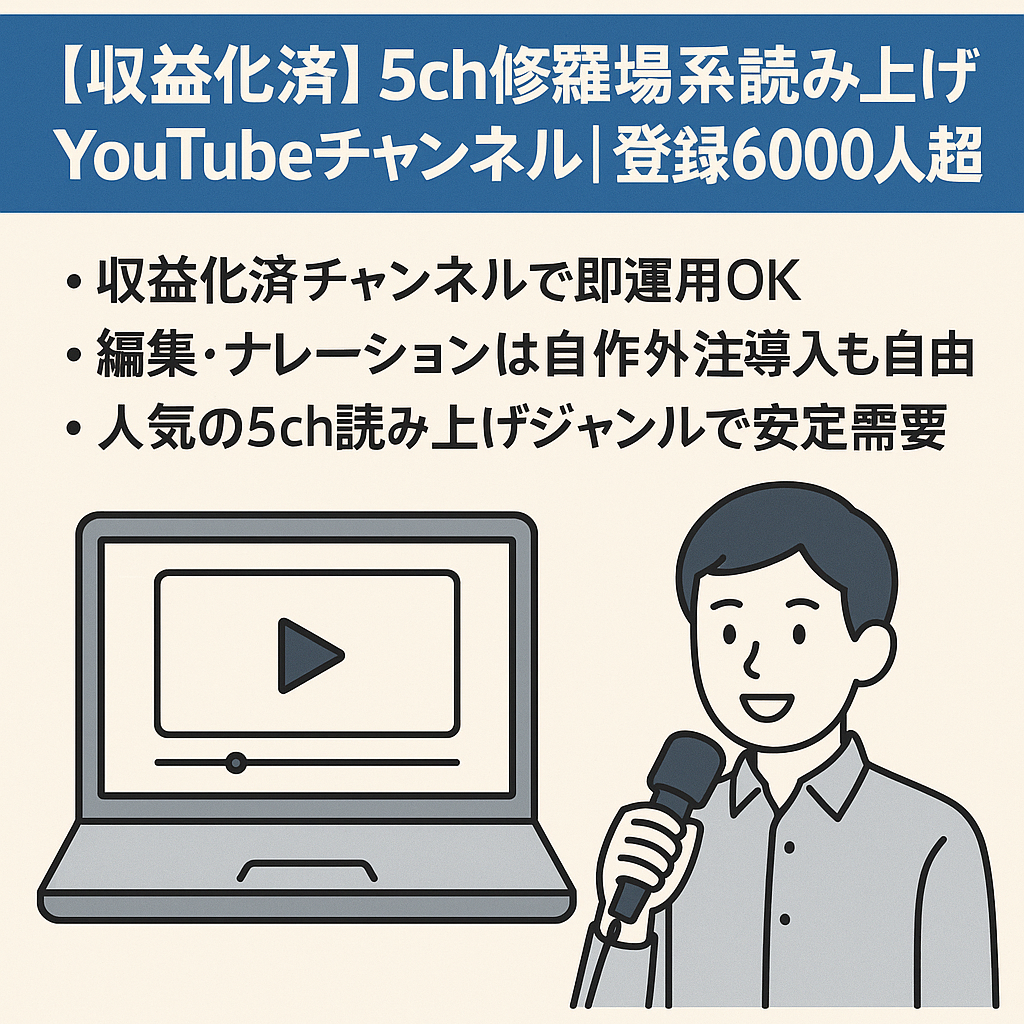 【収益化済】5ch修羅場系読み上げYouTubeチャンネル｜登録者6000人超