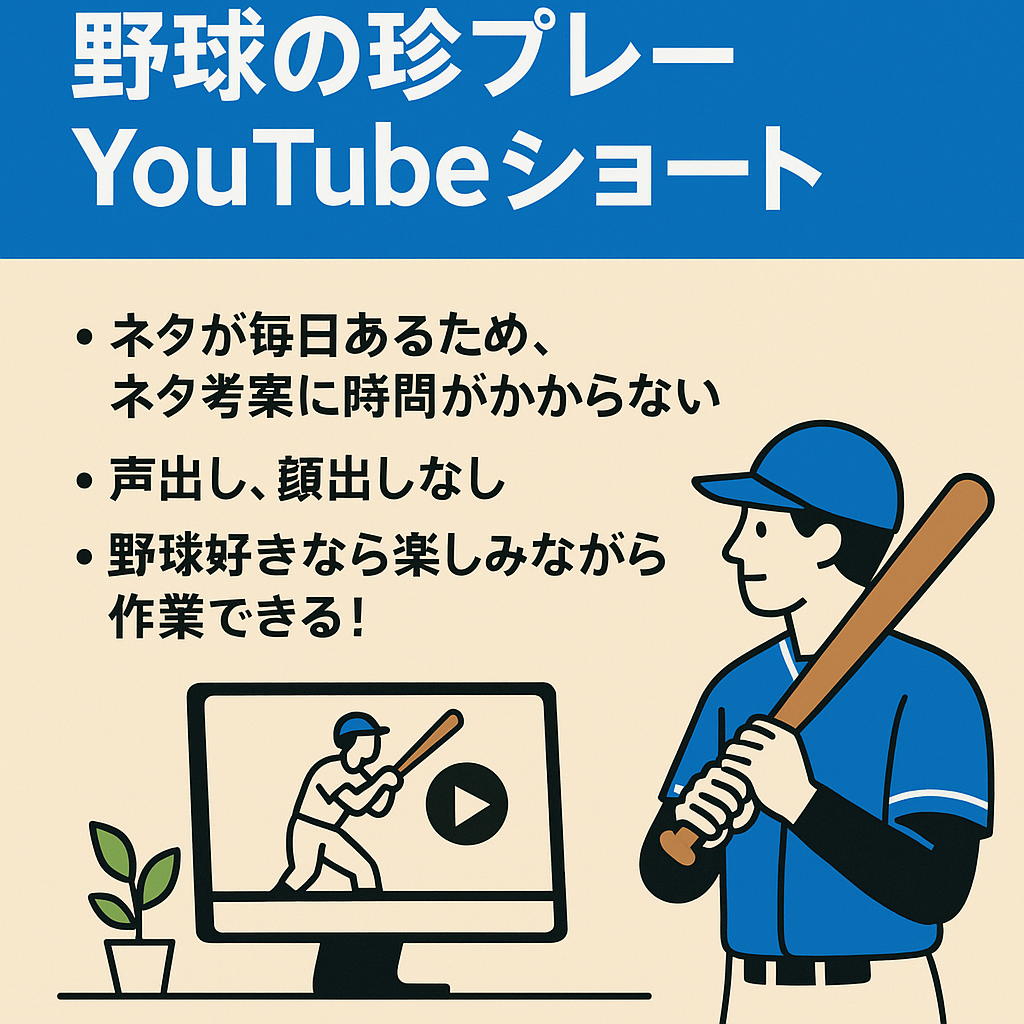 【ゼロコスト高利益】野球の珍プレーYoutubeショート【登録者3900人超え】