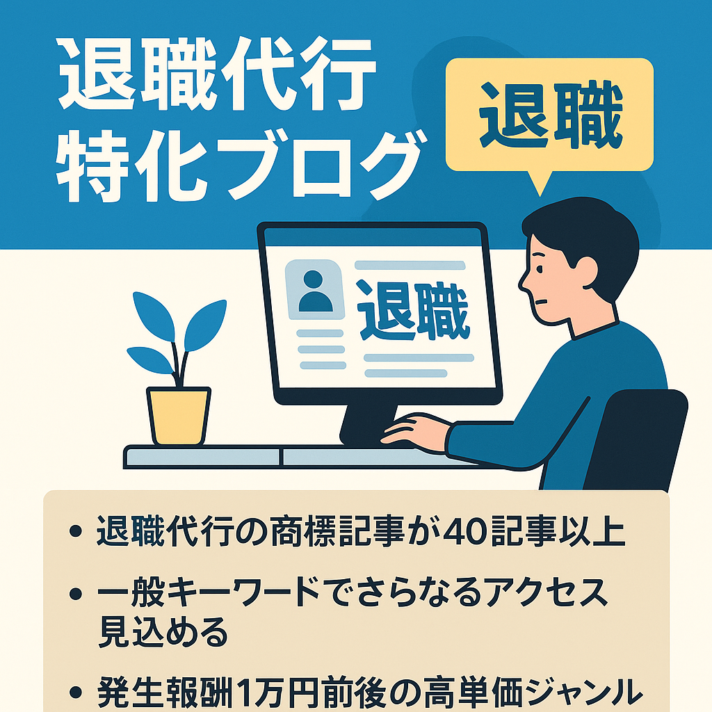 高単価で人気上昇中の【退職代行】特化ブログ！外注ライター引継ぎ可能！
