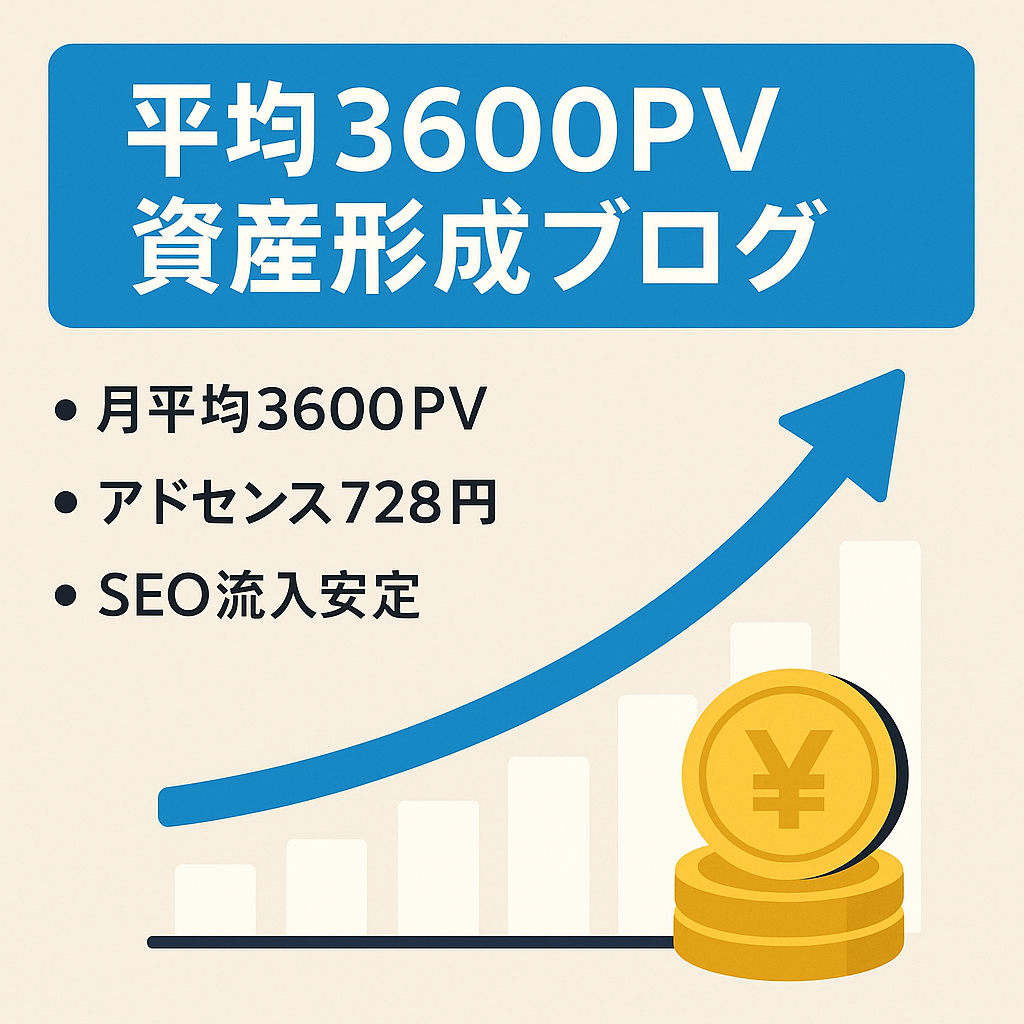 【直近12ヵ月平均3,600PV/月】資産形成系ブログ（転職、キャリア形成、資産形成、仮想通貨）