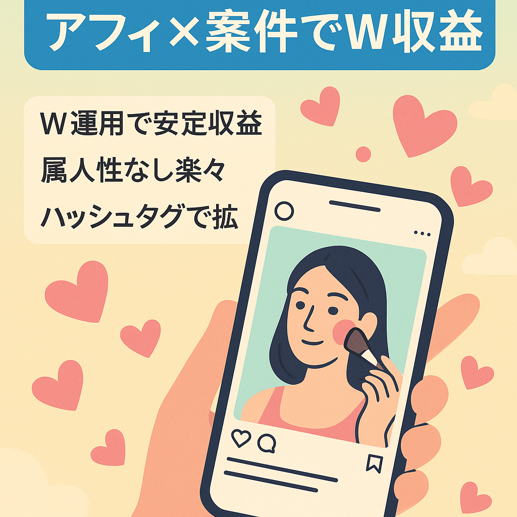 【アフィと固定報酬のWで収益化可能！】属人性なし！instagram美容系アカウント
