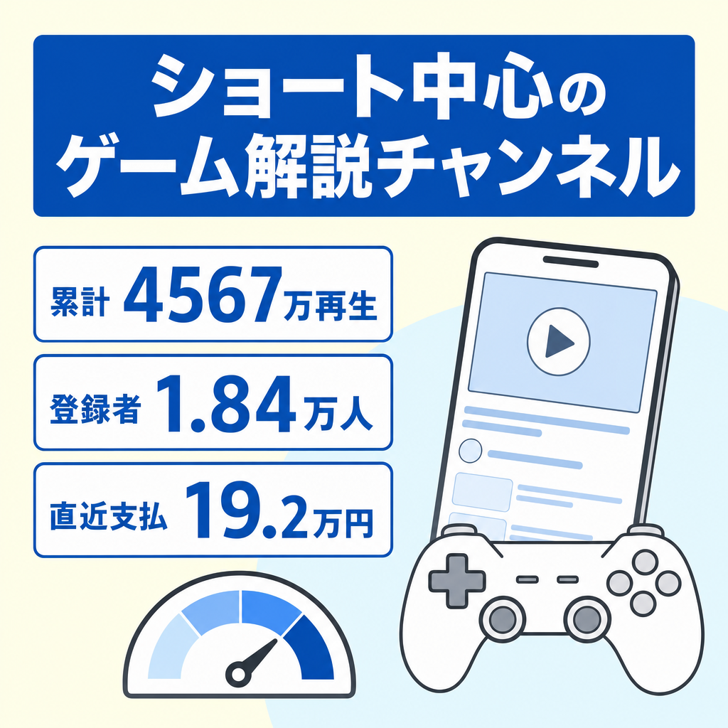 【累計4509万再生】ショート中心のゲーム解説YouTube（登録者1.84万人）