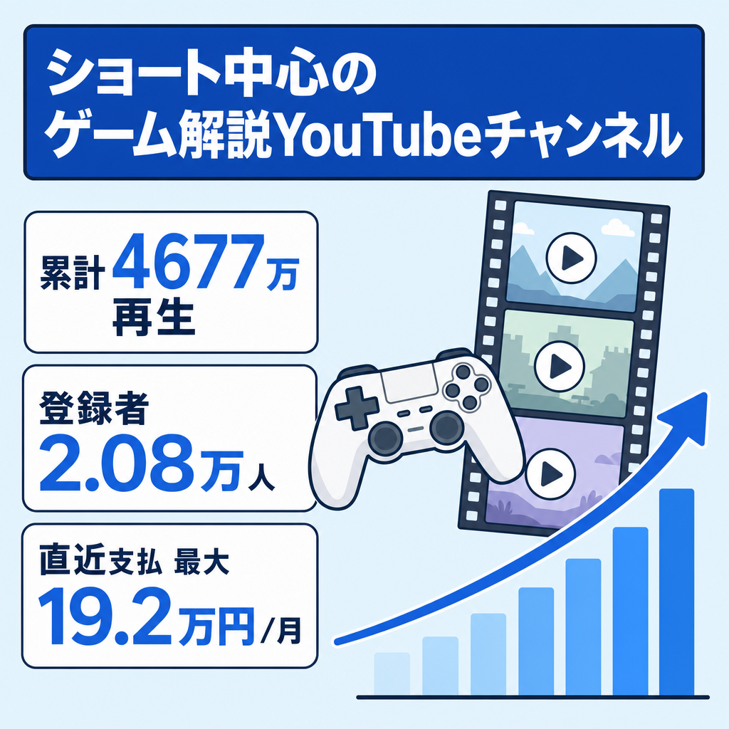 【累計4677万再生】ショート中心のゲーム解説YouTube（登録者2.08万人）