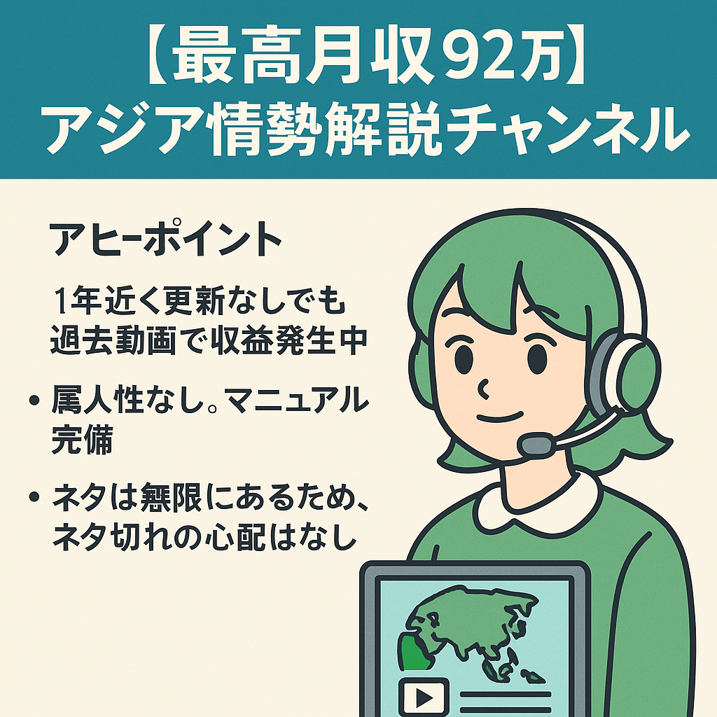 【最高月収92万】アジア情勢解説ずんだもんチャンネルの格安譲渡