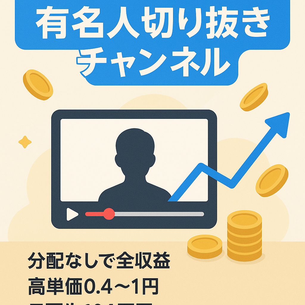 【登録者6万4千人・最高月利47万円】収益の分配なし！某有名人の切り抜きチャンネル【同一配信者で登録者数1位のチャンネル※2位と2倍以上の差】
