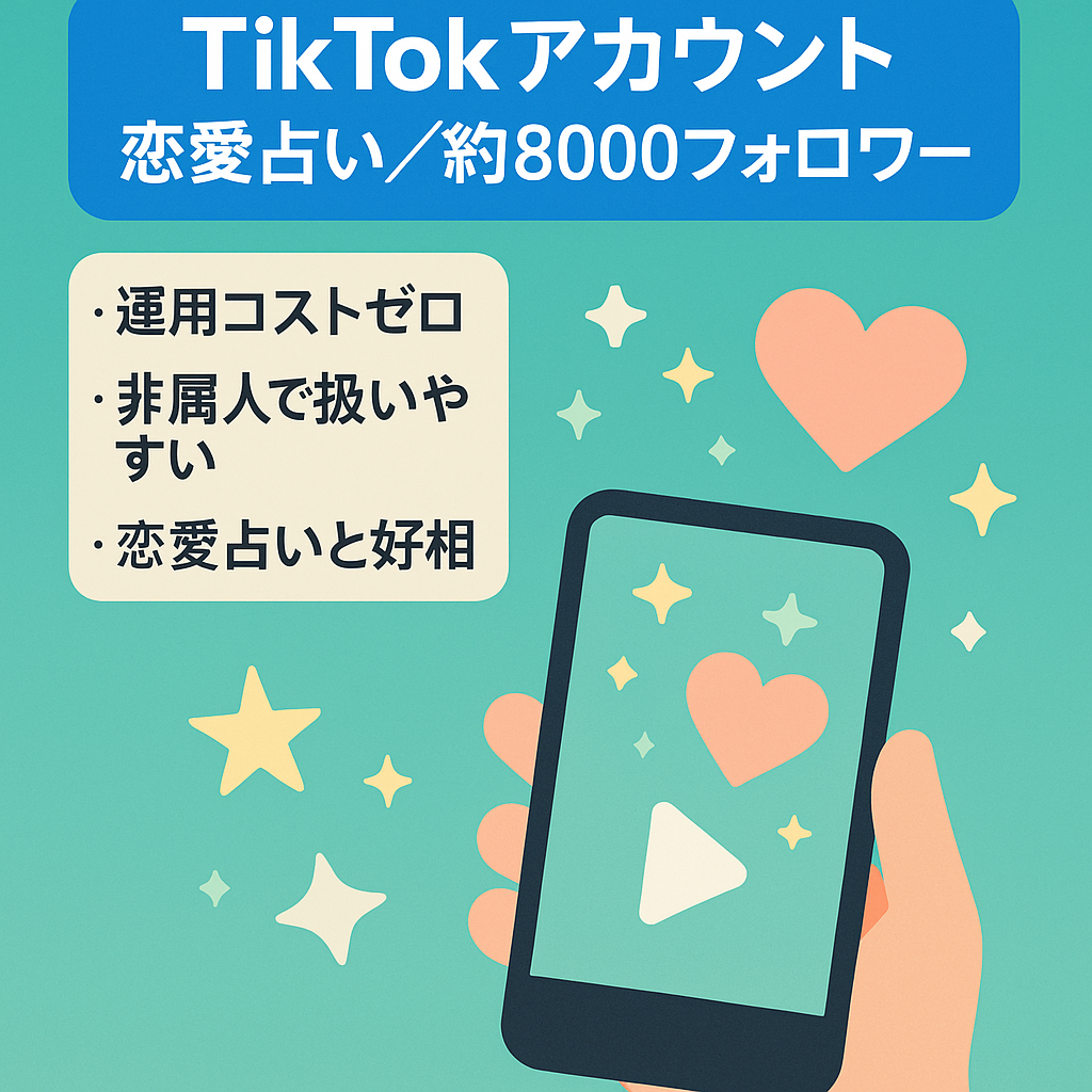 【TikTokフォロワー約8000人】運用コスト0！非属人恋愛・占い・出会いと相性がいいアカウント