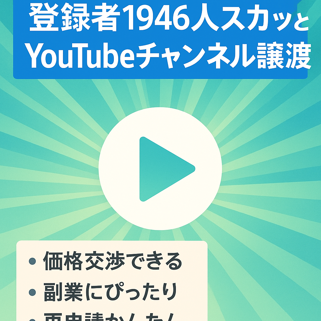 【訳あり価格】チャンネル登録者1946人のスカッと系YouTubeチャンネルのアカウント譲渡！値段交渉歓迎！