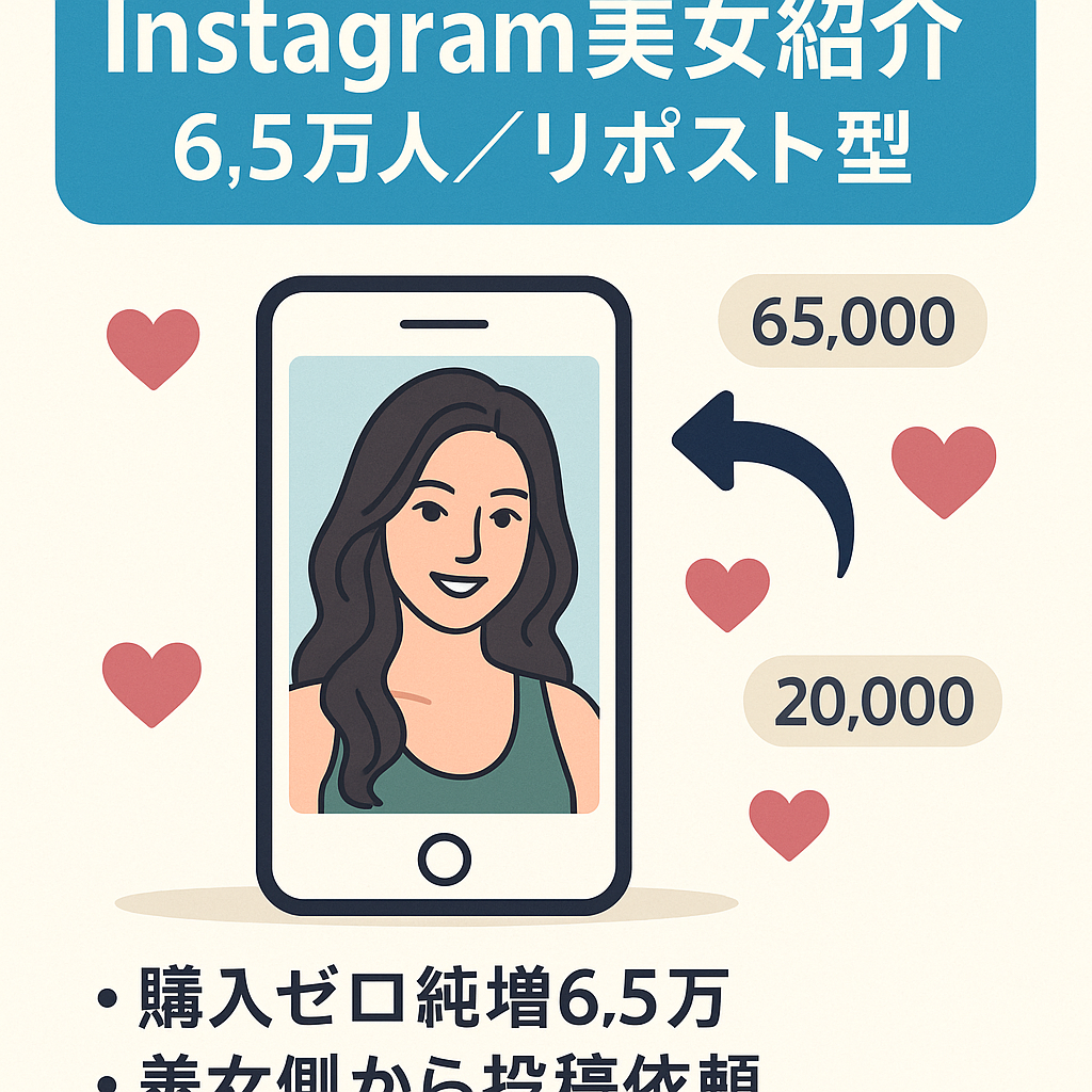 【Instagram 6.5万人(男性9.5割)】美女紹介アカウント(リポスト)