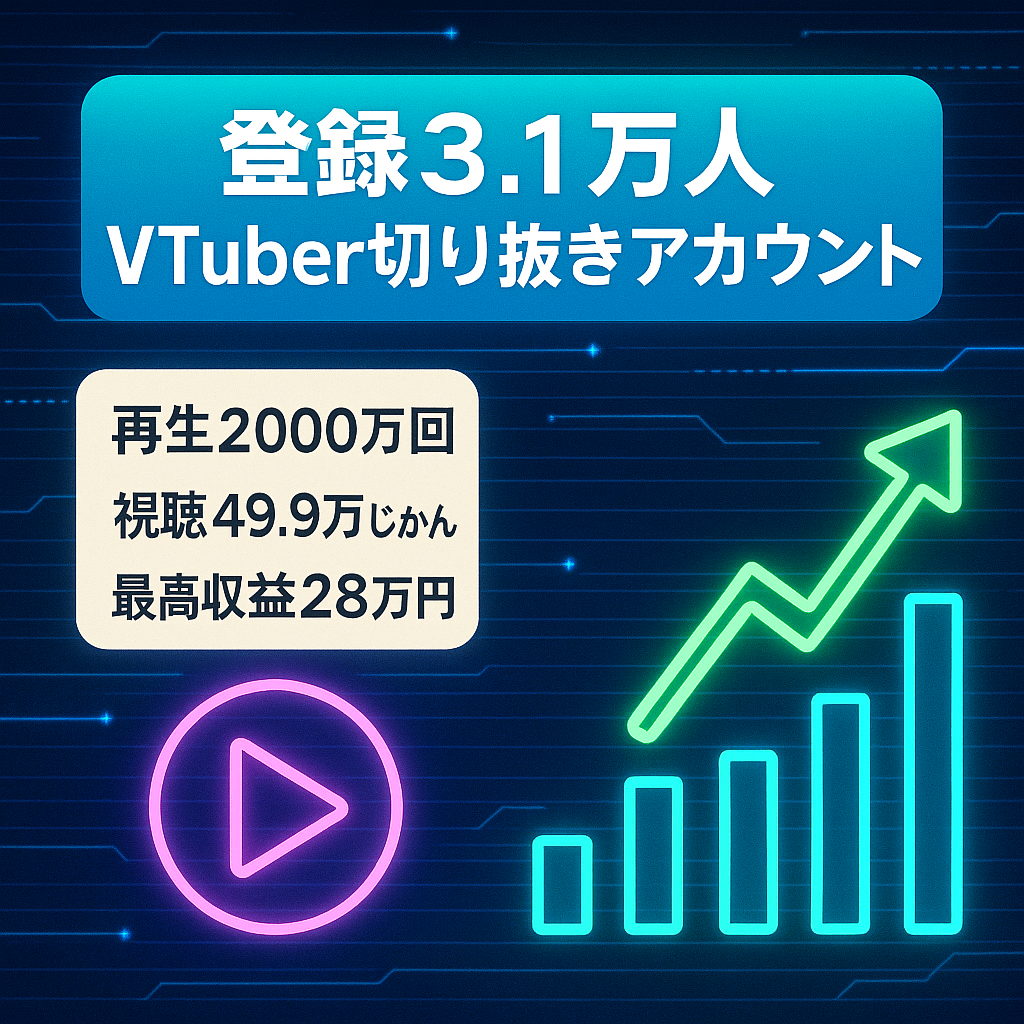 【登録者数31000人】合計再生2千万 最高収益28万円　vtuber切り抜きアカウント