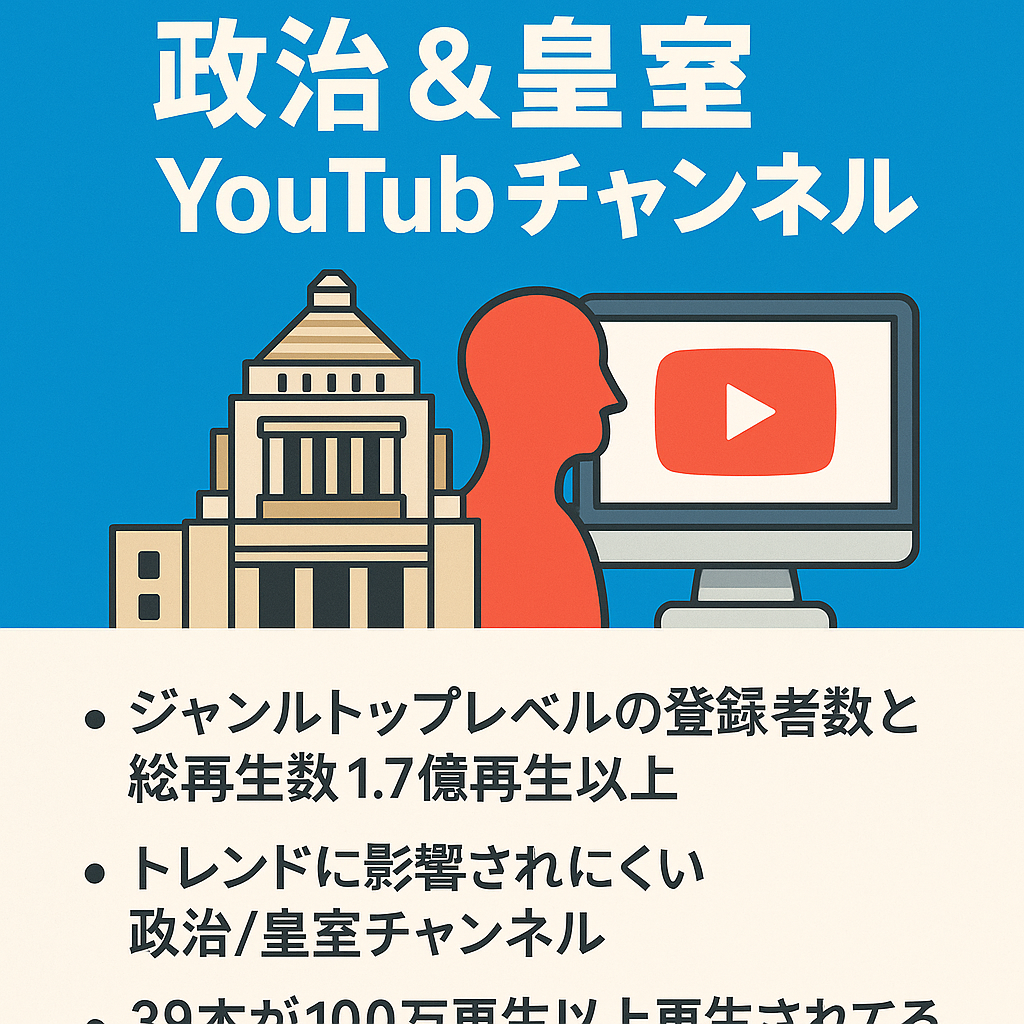 【登録者15万人/総再生数1.7億再生以上】政治&皇室short動画メインYouTubeチャンネル【39本が100万再生以上/メンバーシップ収益あり】