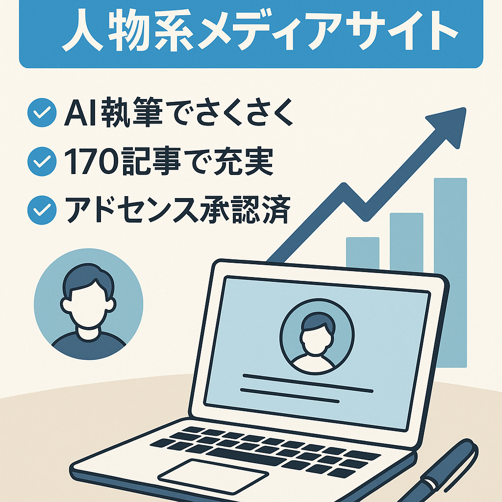 【直近3ヶ月約8万PV】AI執筆で作業効率アップ！人物系特化メディア！