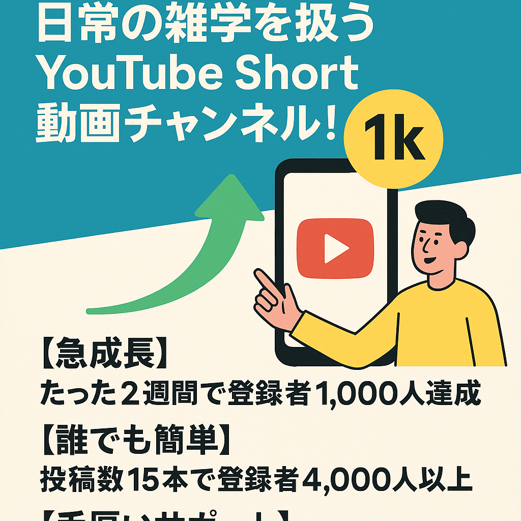【たった2週間で登録者1,000人達成】日常の雑学を扱うYouTube Short動画チャンネル！
