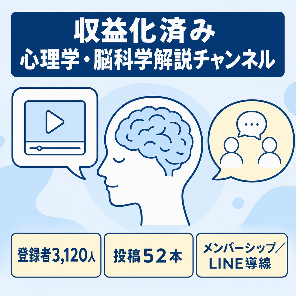 【収益化済み】心理学・脳科学解説チャンネル｜登録者3,120人