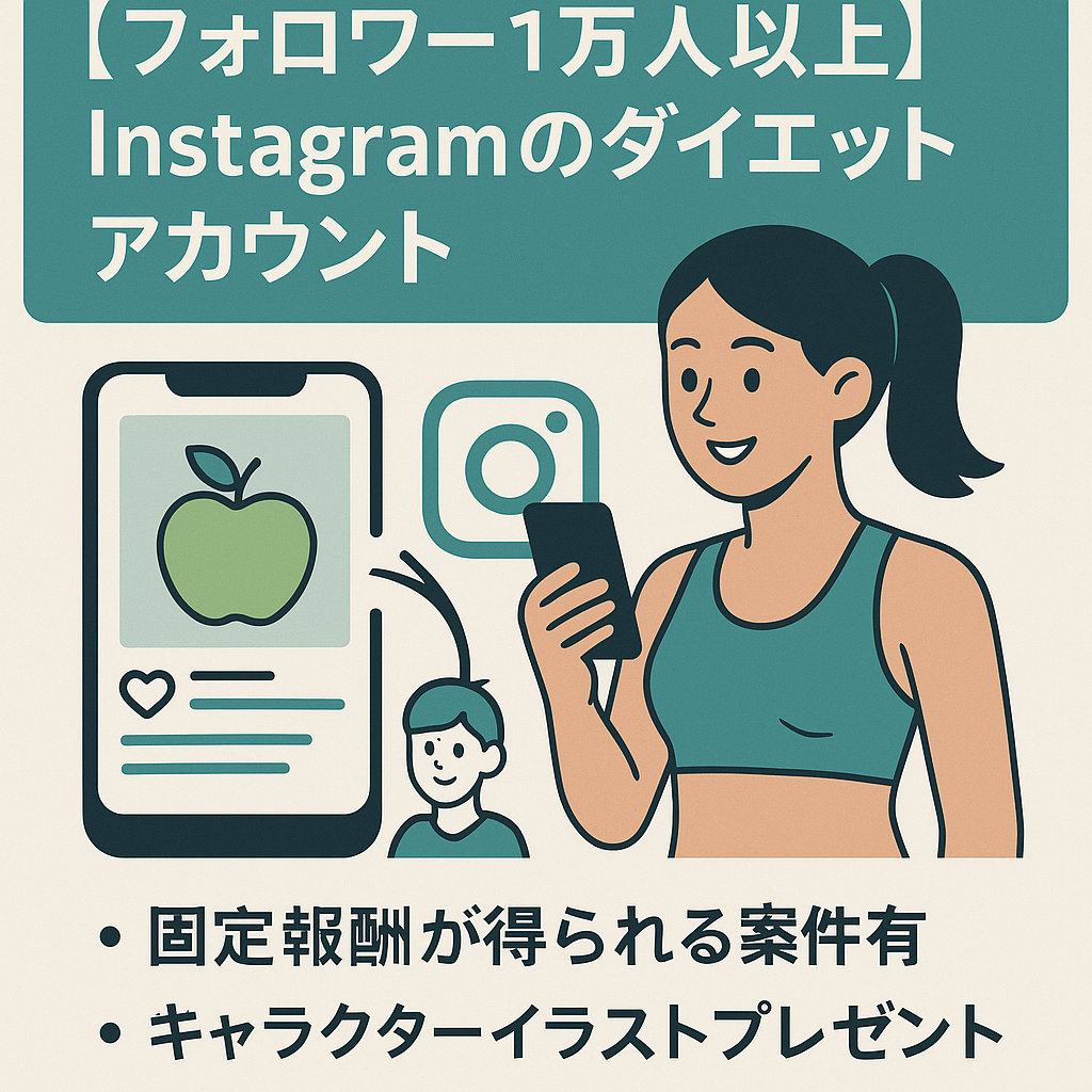 【フォロワー1万人以上】Instagram・ダイエットリポストアカウント・属人性なし・一日20分で運用可能