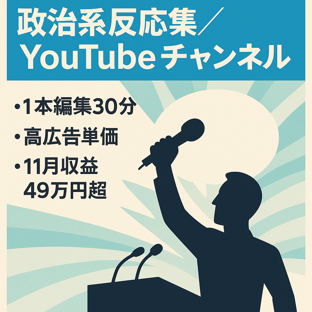 【11月収益49万円】【1本編集30分のみ】政治系反応集チャンネル