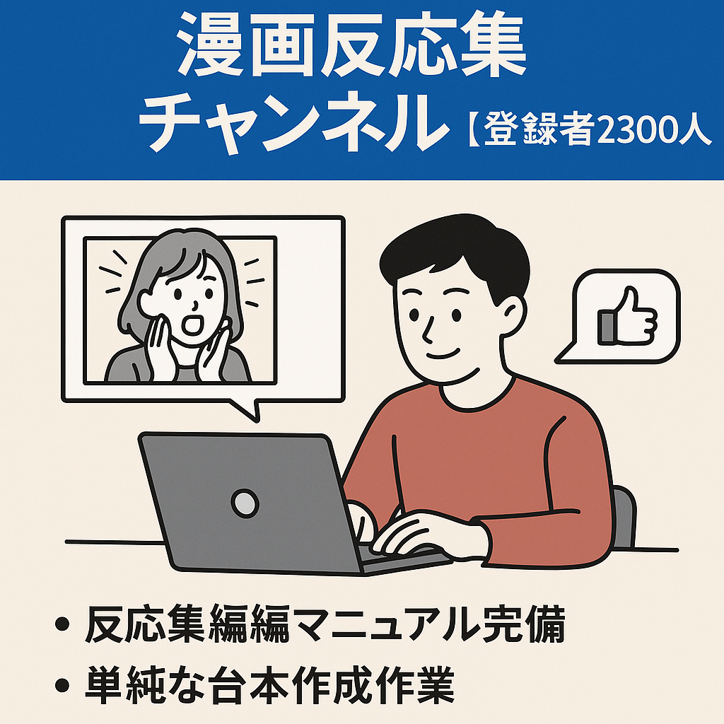 某大手出版社の漫画反応集チャンネル！　【登録者２３００人！属人性なし】　（値下げ可能）