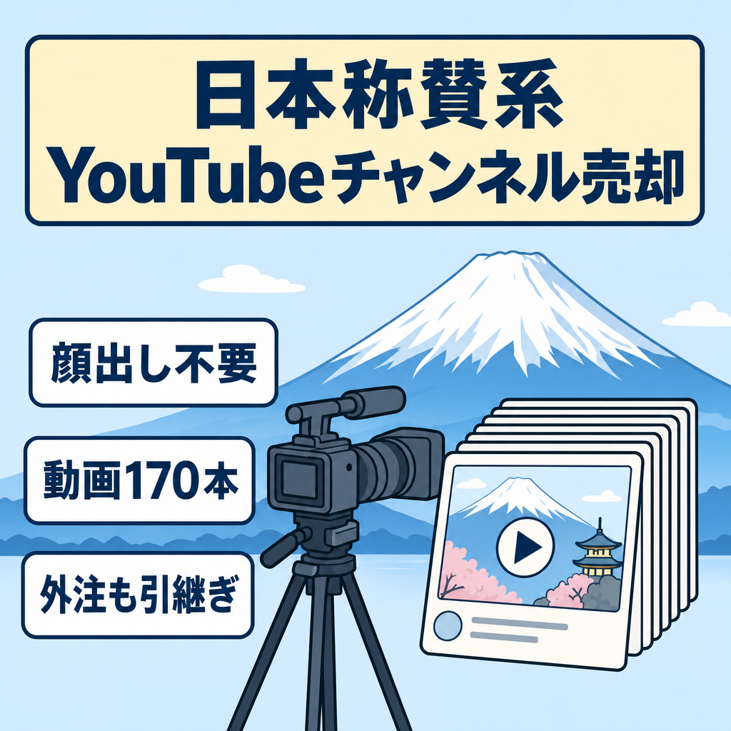 顔出し不要の日本称賛系YouTubeチャンネル｜登録者5000人・150本以上資産付き