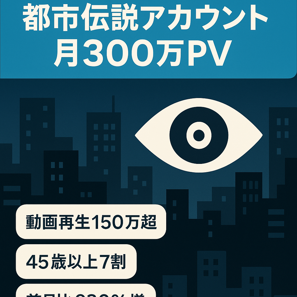 【フォロワー急増中(前月比680%)】月間300万PV大人気ジャンル都市伝説アカウント