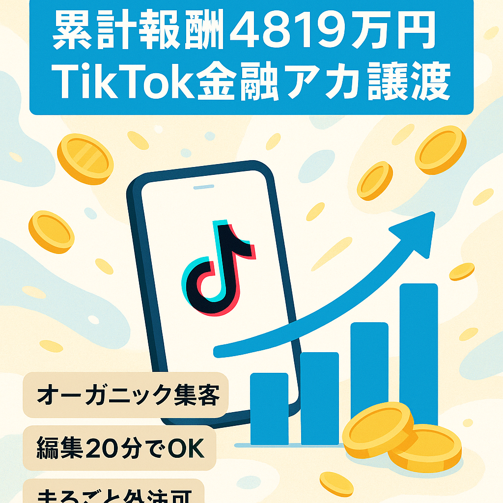 【累計報酬4819万円】TikTok金融系アカウントの譲渡 【属人性なし/フル外注可能】