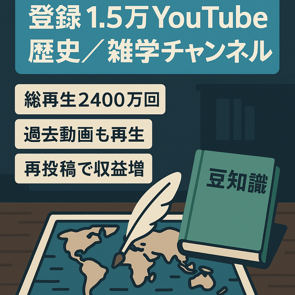 【登録者1.5万人】歴史・雑学チャンネル。収益化済み『総再生数2400万回』