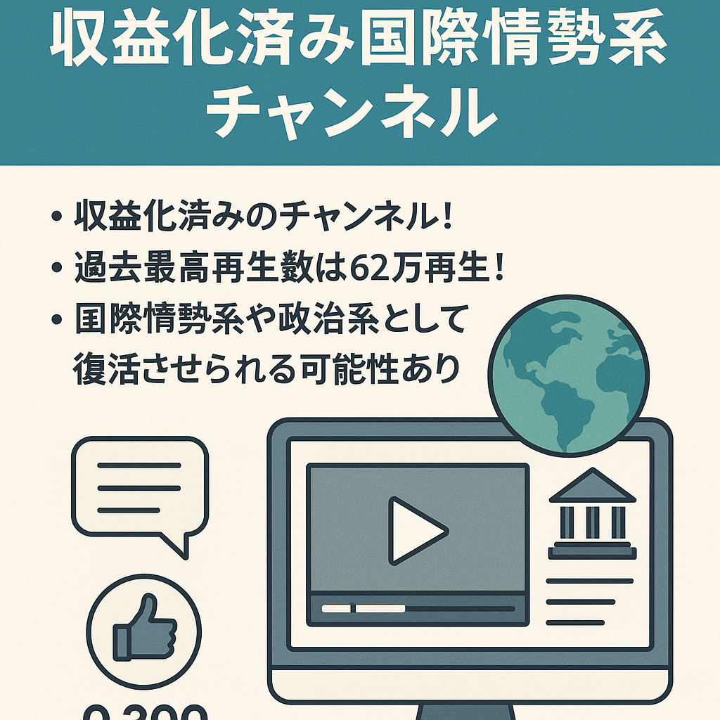 【チャンネル登録者数9200人】収益化済み国際情勢系チャンネル