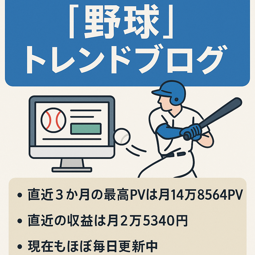 プロ野球・高校野球など野球メインのトレンドブログ（直近3か月最高月約15万PV）