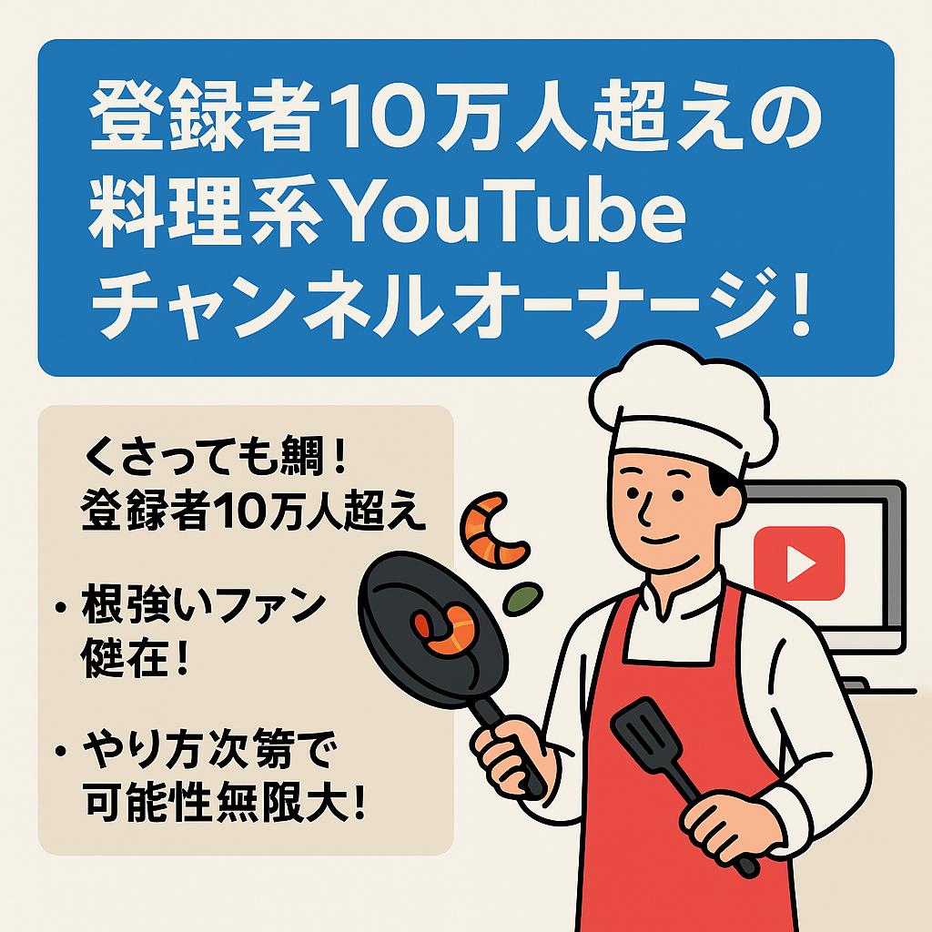 登録者10万人超えの料理系YouTubeチャンネル！オーナーチェンジ！