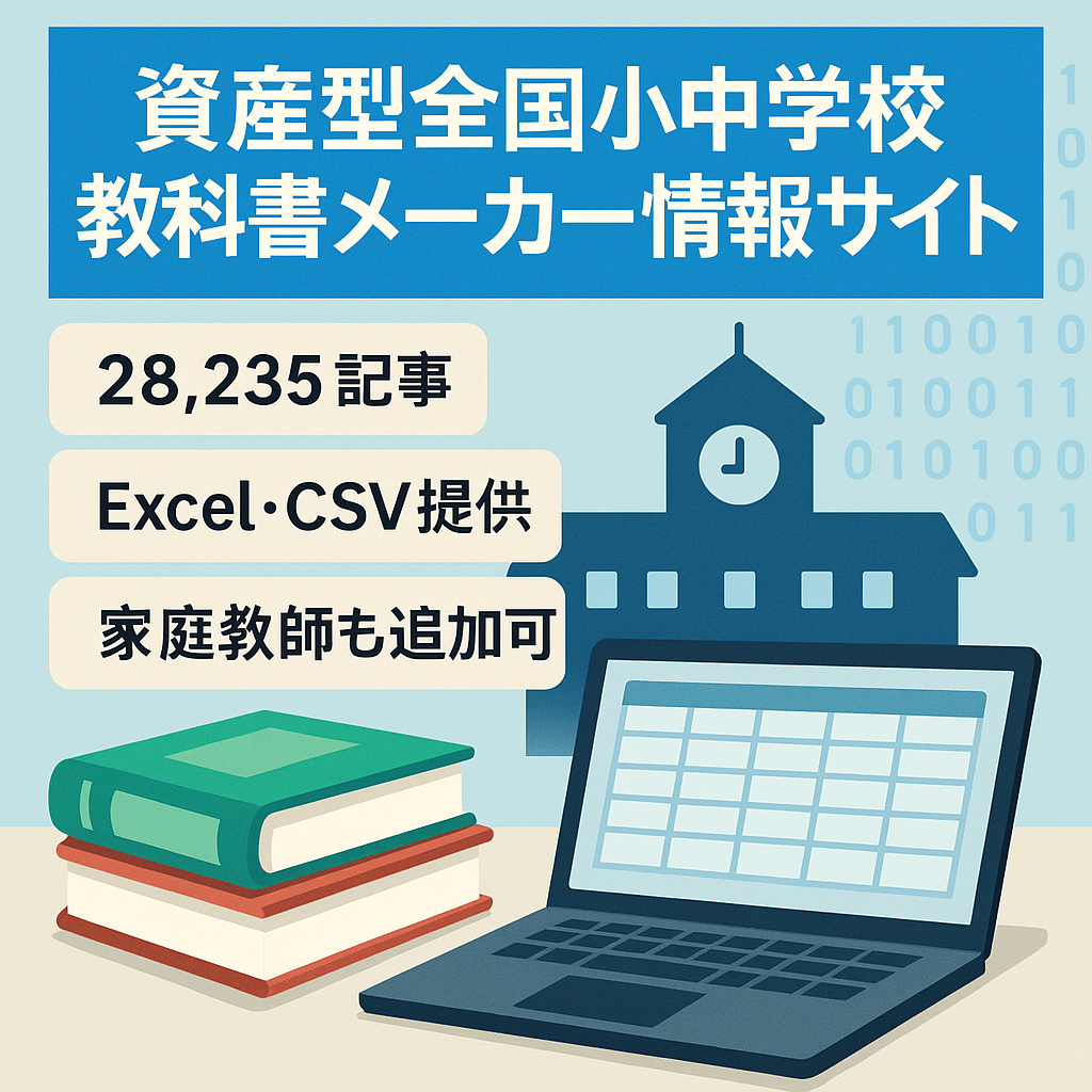 【資産型】全国の小中学校の教科書メーカー（出版社）が掲載されている情報サイト