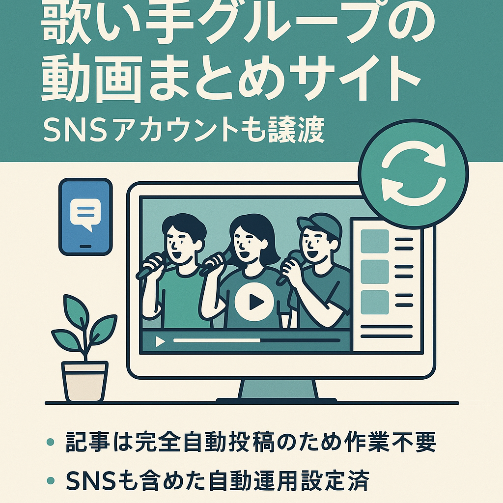 【記事自動更新】有名な歌い手グループを集めた動画まとめサイト  SNSアカウントも譲渡