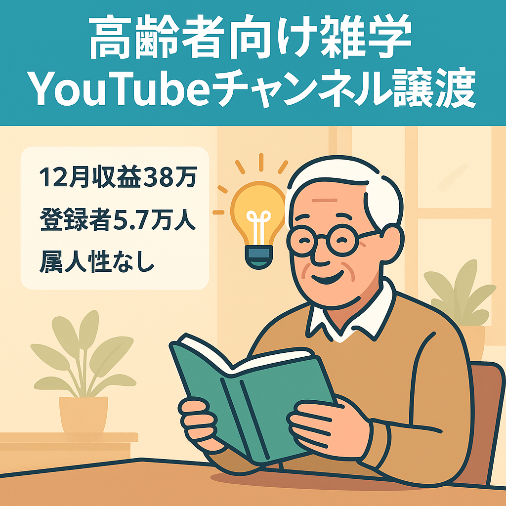 【12月収益38万円/登録者5.7万人超え】高齢者向け雑学ショートチャンネル譲渡【属人性なし・シニア層ジャンル】