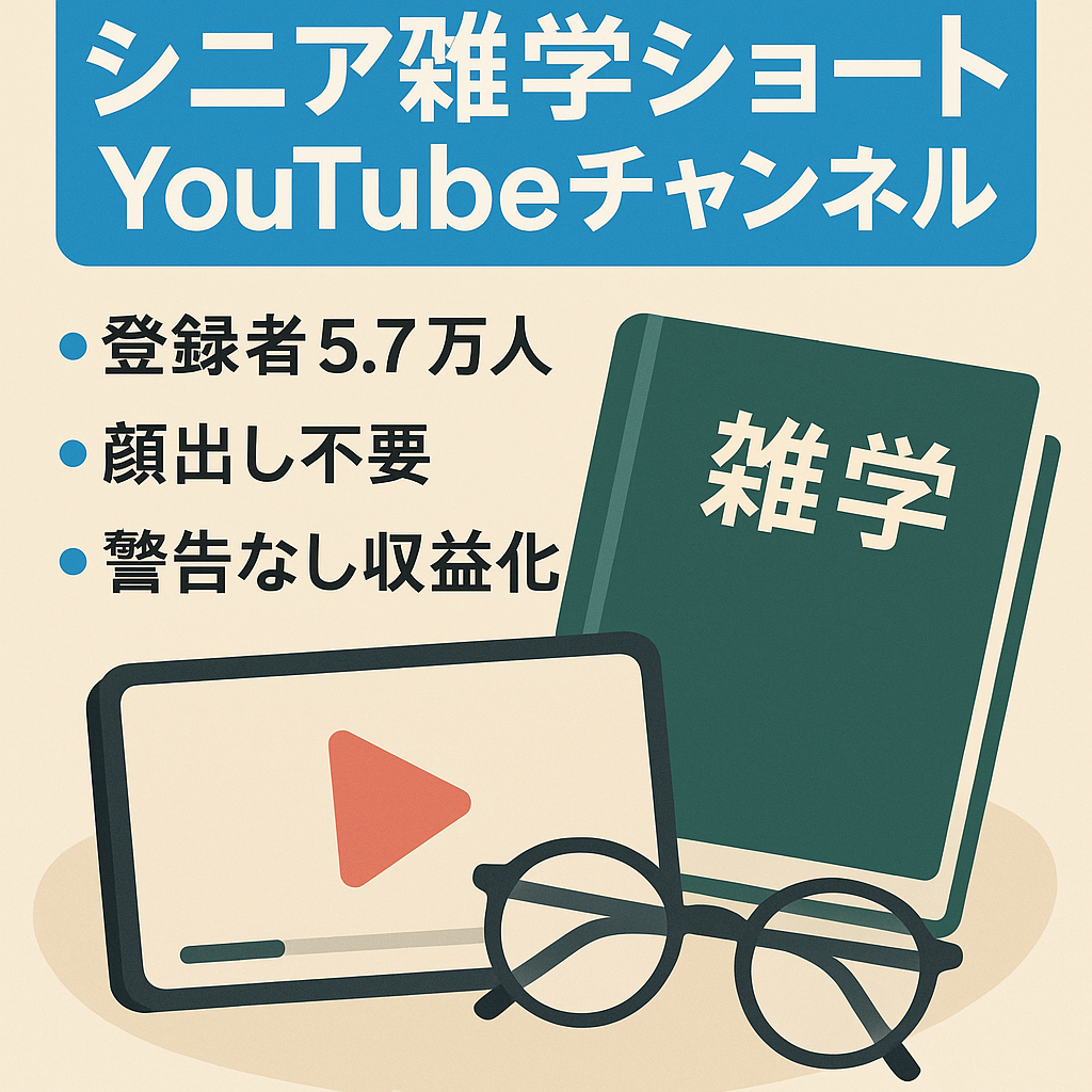 【収益化済・直近40万円】登録者5.7万人超え｜顔出し不要・外注なし『シニア雑学ショートCH』