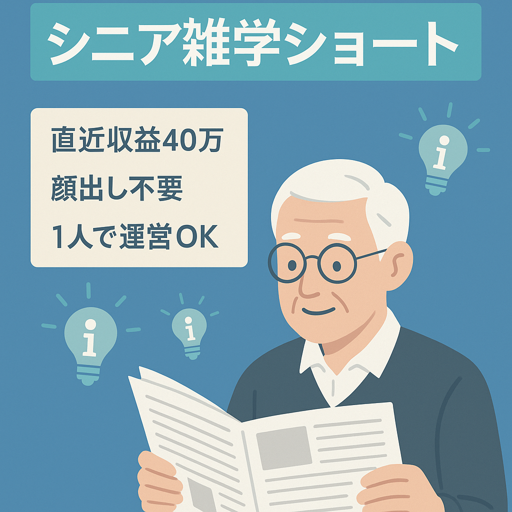 【収益化済・直近収益40万円】登録者5.7万人超え｜顔出し不要・外注なし『シニア雑学ショートCH』
