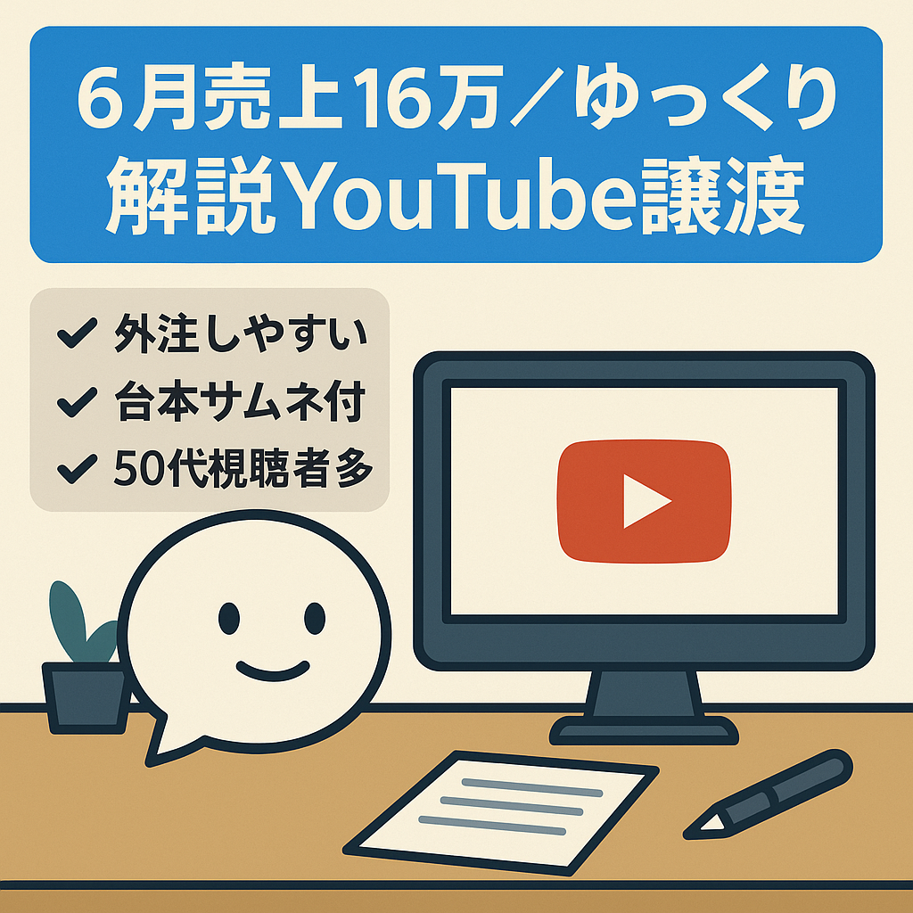 【6月売上16万円】登録者1万越え！ゆっくり解説系YouTubeチャンネルの譲渡【属人性なし・外注化可能】