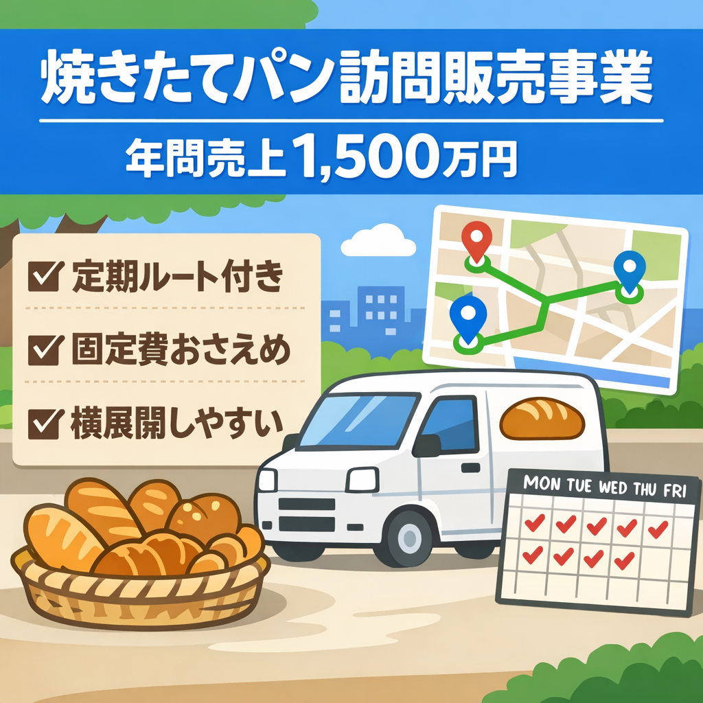 【販売ルートあり】焼きたてパンの訪問販売事業（1,500万円/年間売上）