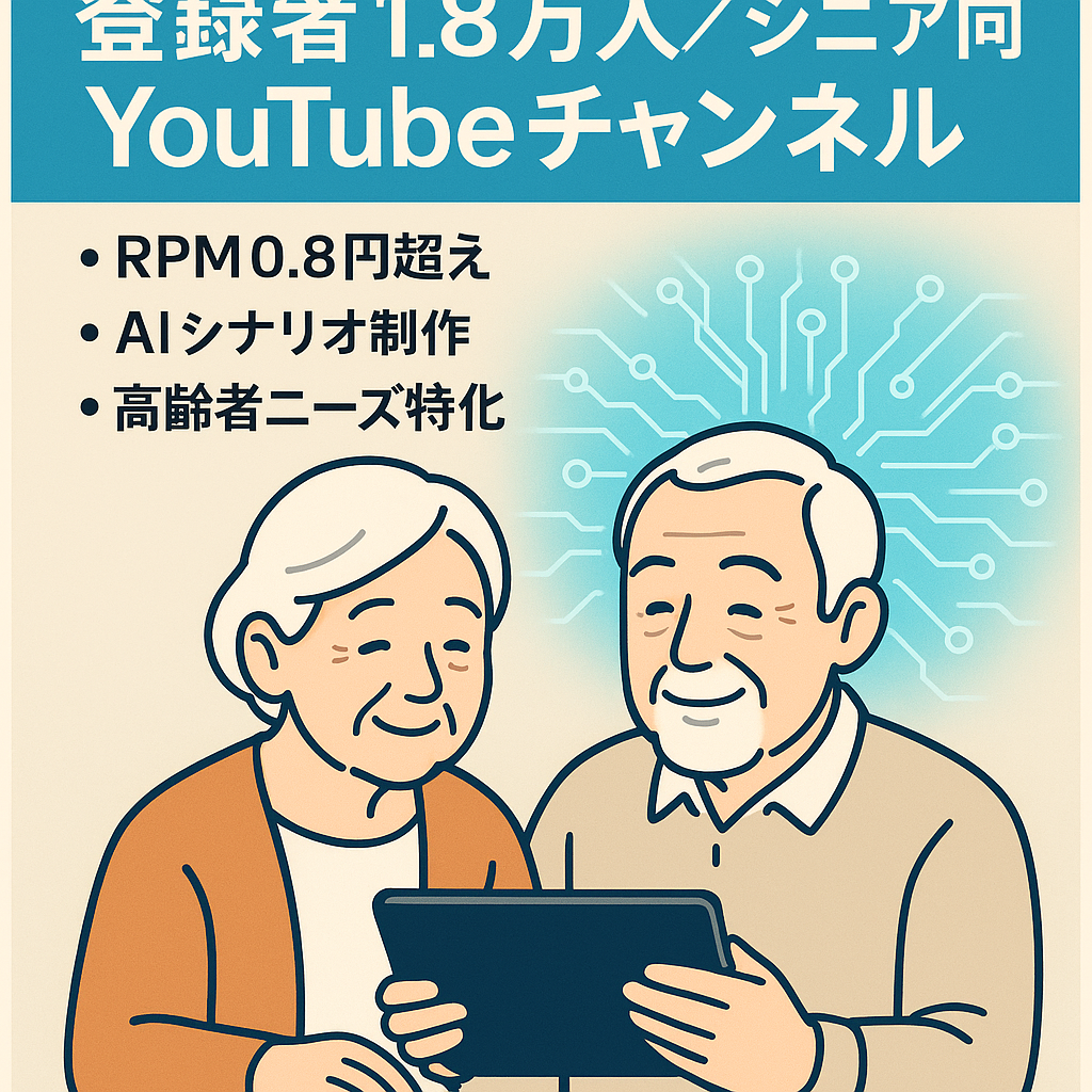 【登録者18000人/非属人/高齢者向け/RPM0.8円越え】AIシナリオで作成したシニア向けYouTubeチャンネル