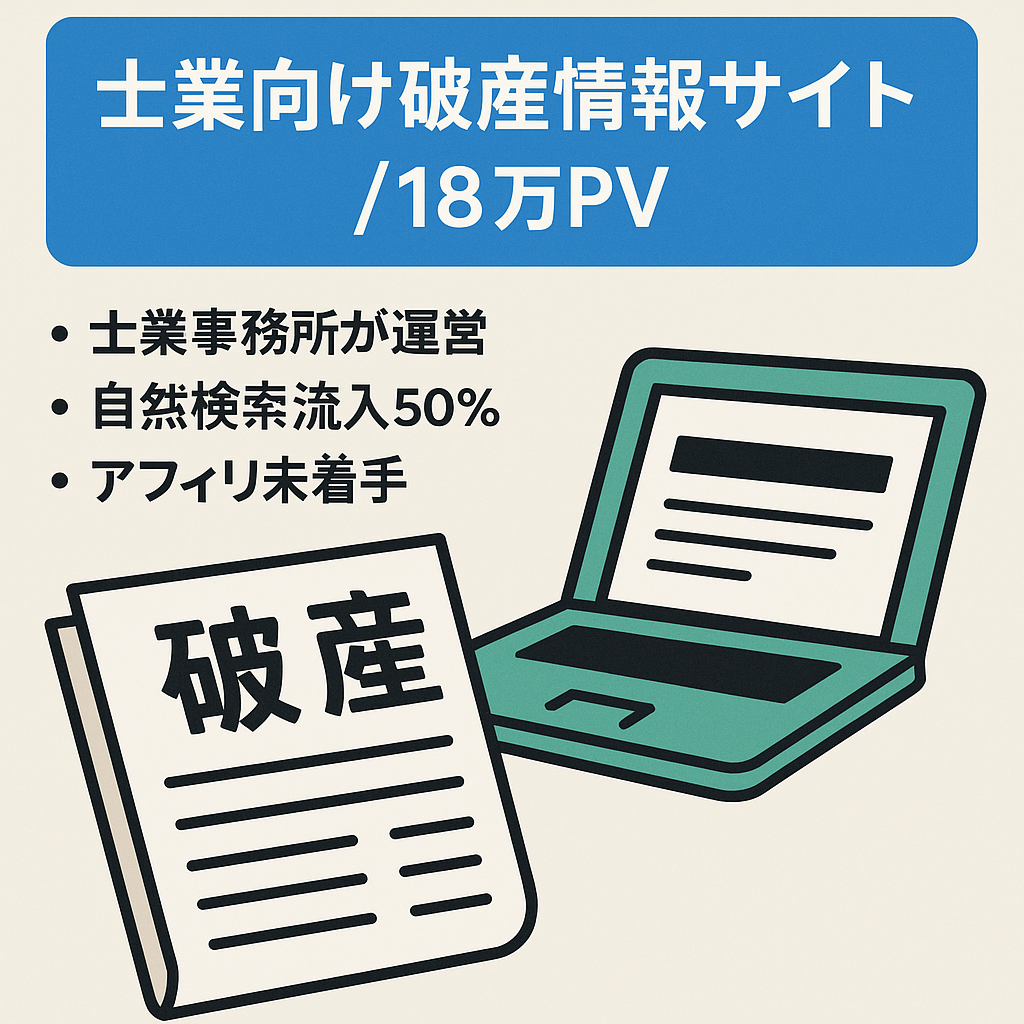 【最終値下げ済み・18万PV超】士業事務所営業ツール　官報から情報を抜粋し破産手続開始等の情報を発信するメディア