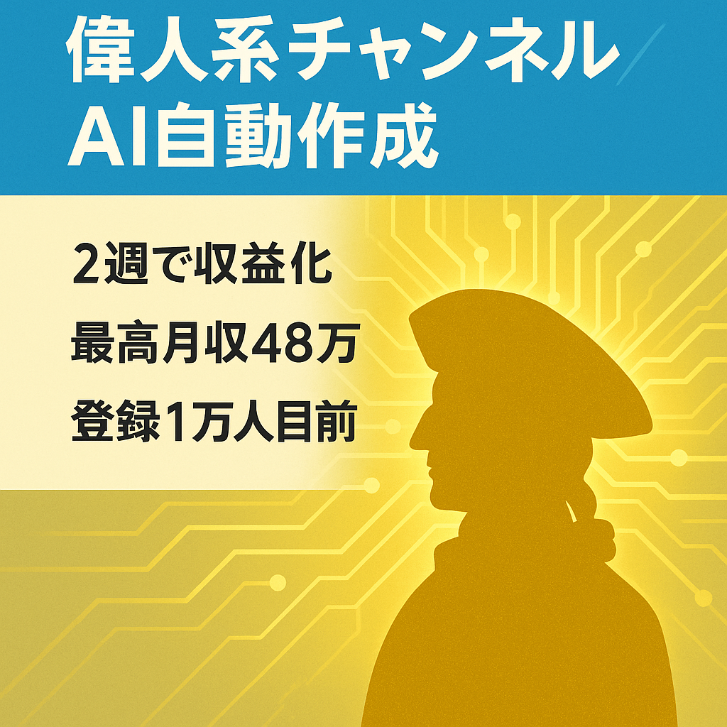 【大幅値下げ！】偉人系チャンネル月収40万円以上｜登録9,000人超え！AIによる完全動画作成・プロンプト付