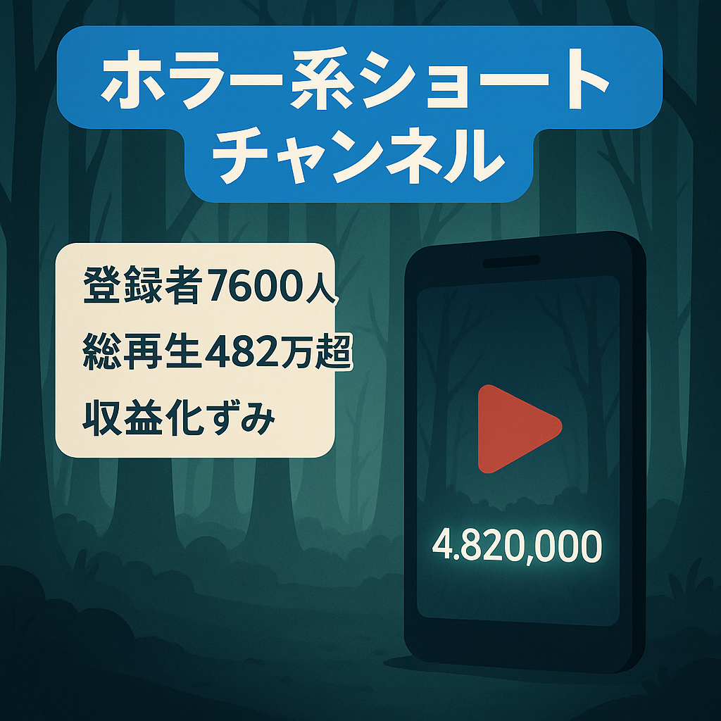 【収益化済/日本人リアルユーザー！】登録者約7600人超え！5ch系人気ジャンルホラー系YouTubeショート動画チャンネル