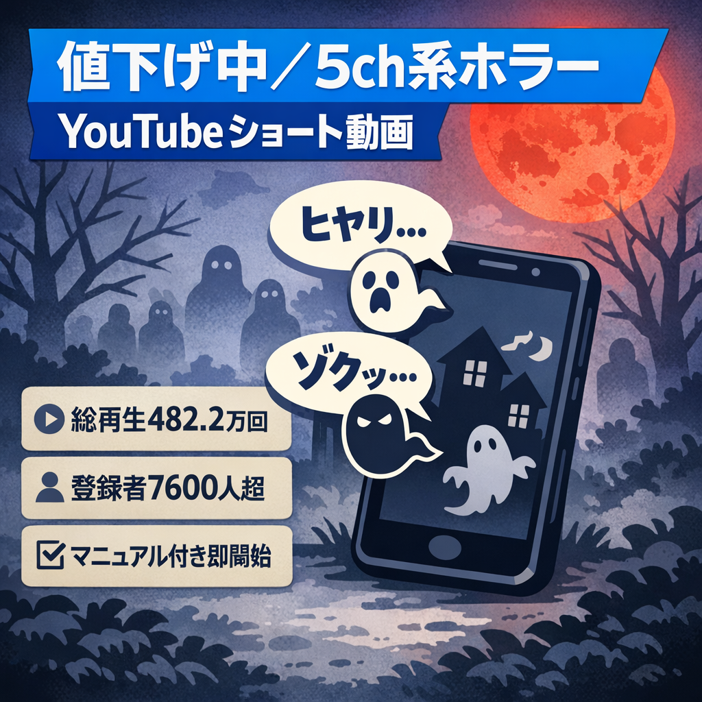 【値下げ中！】登録者約7600人超！5ch系ホラー系YouTubeショート動画