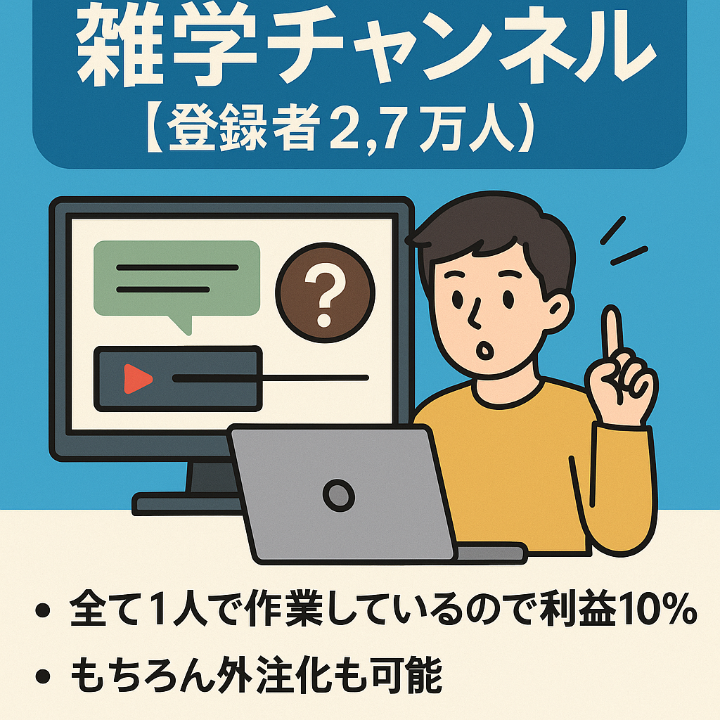 【利益率100％】世代問わず人気の生活に関する雑学チャンネル【登録者2.7万人】【値段交渉歓迎】