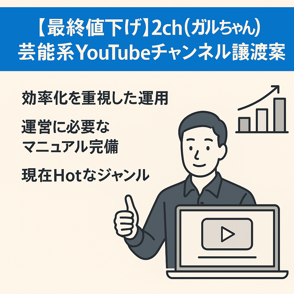 【最終値下げ】2ch(ガルちゃん)芸能系YouTubeチャンネル譲渡案件｜外注マニュアル完備｜右肩上がりのHotジャンルです！