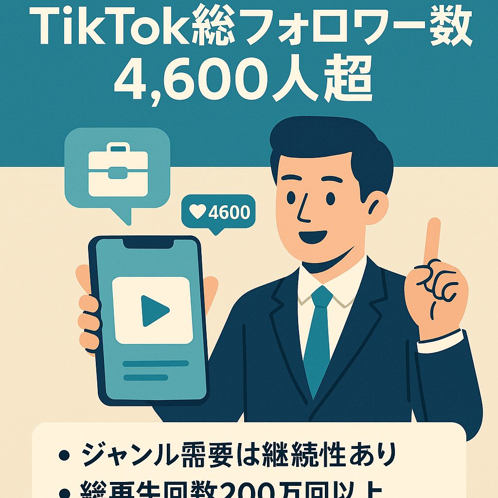 【転職系アカウント】TikTok総フォロワー数4,600人超、半永久的に需要ありのジャンル
