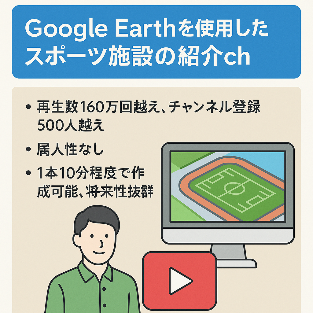 【8/14開設、チャンネル登録510人】Google Earthを使用したスポーツ施設の紹介ch