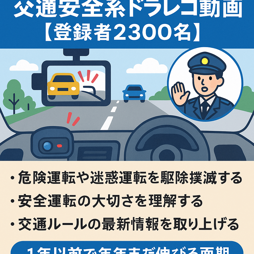 交通安全系ドラレコ動画・登録者2300名、チャンネル開設から1年未満でまだまだ伸びる