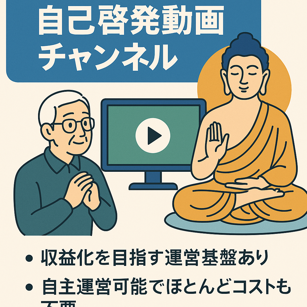 高齢者シニア向けの自己啓発動画、ブッダの教え（仏教）に関心ある人向きで、伸びしろ十分にあり