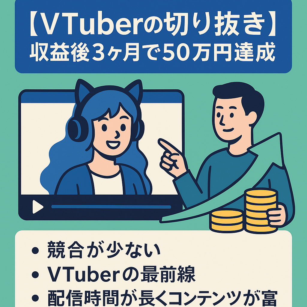 超有名VTuberの「切り抜き」 収益後3ヶ月で50万円達成 1本あたり5万円の利益